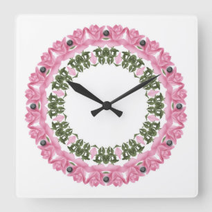 Reloj Cuadrado Caleidoscopio floral