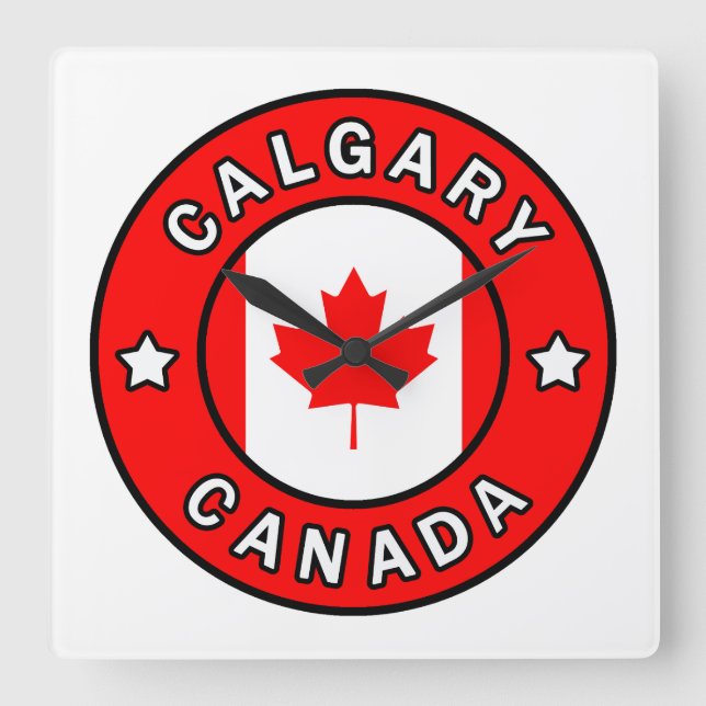 Reloj Cuadrado Calgary Canada (Anverso)