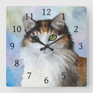Reloj Cuadrado Calicó del gato 572