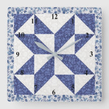 Calico Faux Quilt azul y blanco