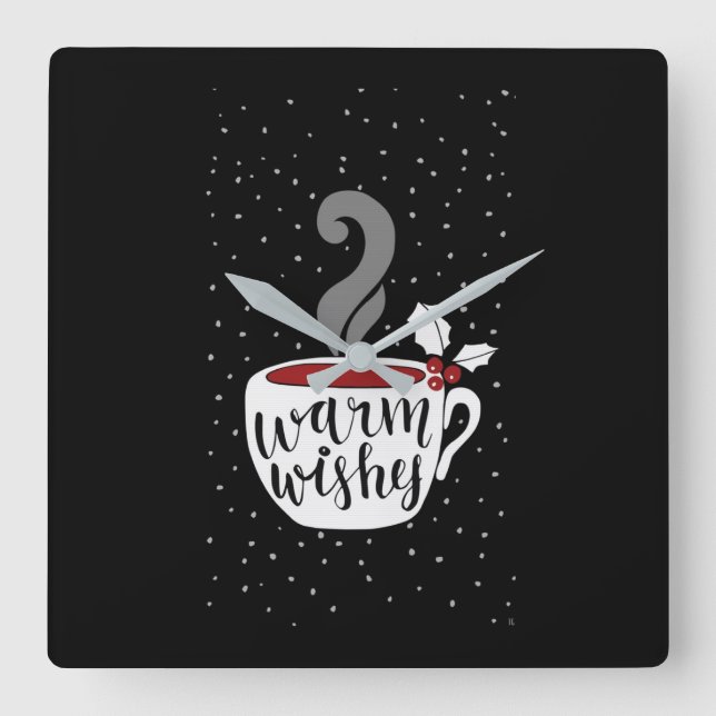 RELOJ CUADRADO **CÁLIDOS DESEOS DE FESTIVIDAD DE LOS NAVIDADES**  (Anverso)