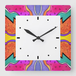 RELOJ CUADRADO CALIDOSCOPIO ACUARELA