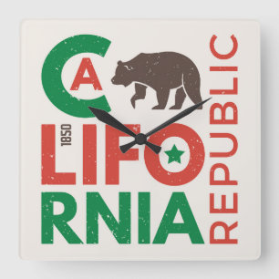 Reloj Cuadrado California con el logotipo del oso grizzly