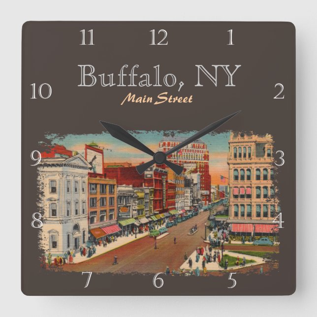 Reloj Cuadrado Calle principal - búfalo, personalizado de NY (Anverso)