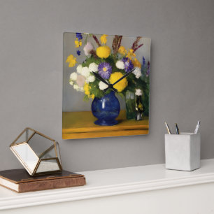 Reloj Cuadrado Calm Watercolor Arte Botánico