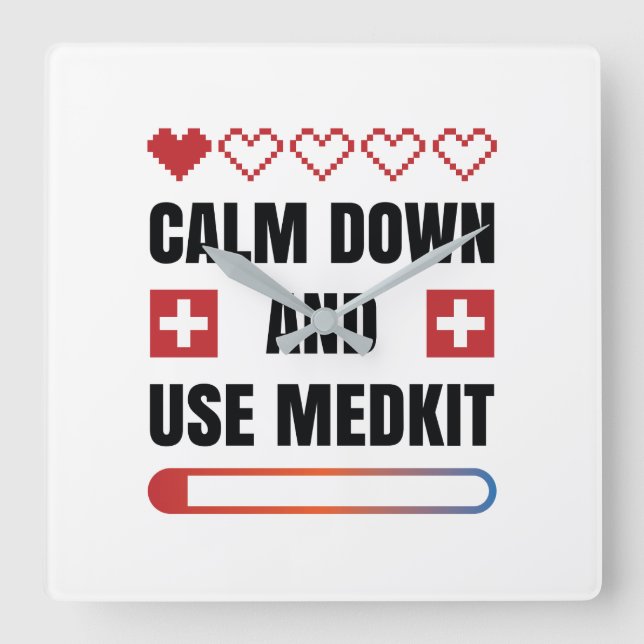 Reloj Cuadrado Cálmese y utilice Medkit (Anverso)