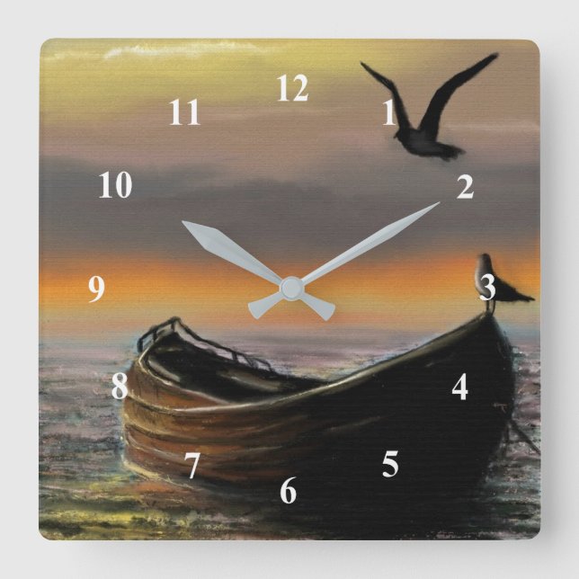 Reloj Cuadrado Calmness - Arte acuático (Anverso)