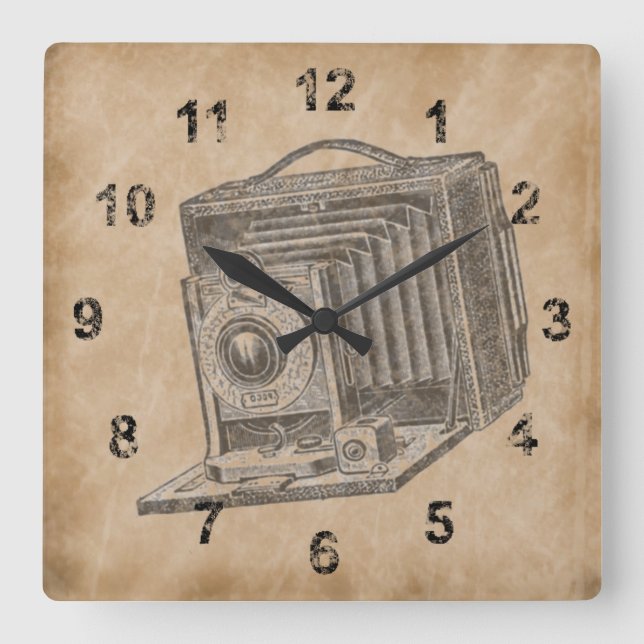 Reloj Cuadrado Cámara vintage (Anverso)