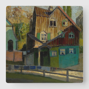 Reloj Cuadrado Camas rojas de Grant Wood