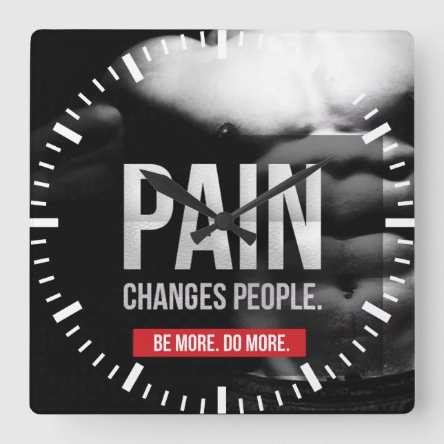 Reloj Cuadrado Cambios de dolor personas - Motivación de entrenam (Anverso)