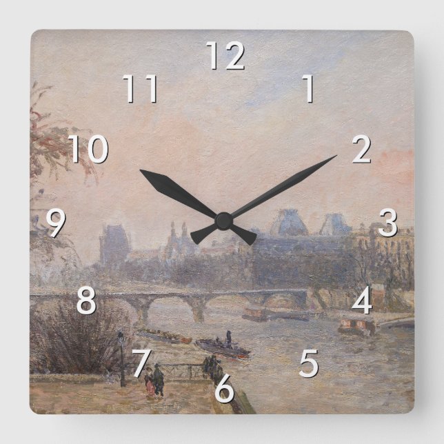 Reloj Cuadrado Camille Pissarro - El Sena y el Louvre (Anverso)