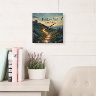 Reloj Cuadrado Camina por la fe todos los días