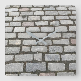Reloj Cuadrado Camino Gris de Piedra Calle Cobblestone
