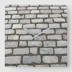 Reloj Cuadrado Camino Gris de Piedra Calle Cobblestone