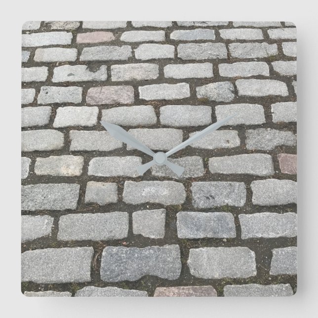 Reloj Cuadrado Camino Gris de Piedra Calle Cobblestone (Anverso)