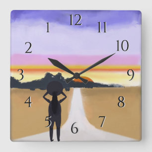 Reloj Cuadrado Camino largo hacia atrás