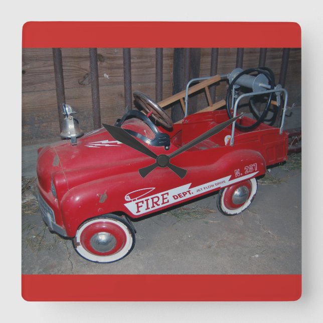 Reloj Cuadrado Camión de bomberos de juguetes para navidades (Anverso)