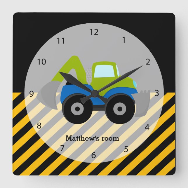 Reloj Cuadrado Camión de construcción (Anverso)