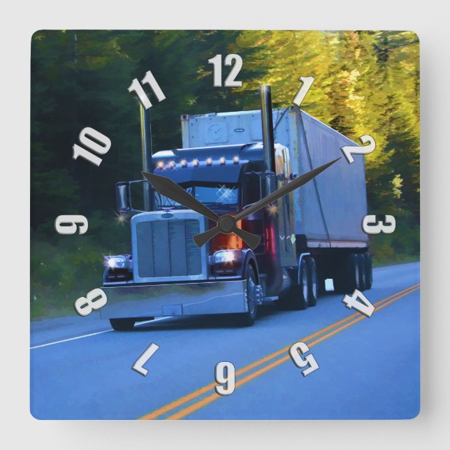 Reloj Cuadrado Camioneros, grandes camiones de transporte (Anverso)