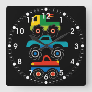 Reloj Cuadrado Camiones Monster Guay Regalos verdes rojos azules 