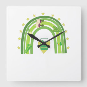 Reloj Cuadrado Camiseta de arcoiris vegana