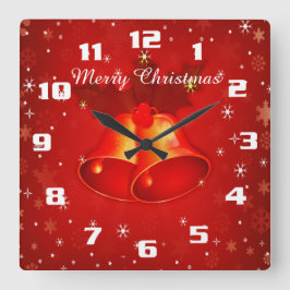 Reloj Cuadrado Campanas Hermosas de Navidad Feliz Navidad