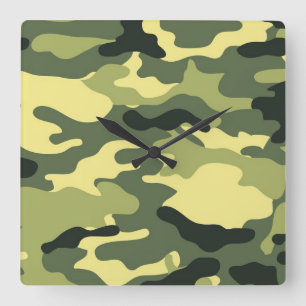 Reloj Cuadrado Camping Camo Caza Camuflaje Verde
