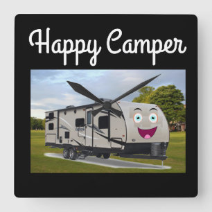 Reloj Cuadrado Camping feliz retiro en RV por Funnycoomb