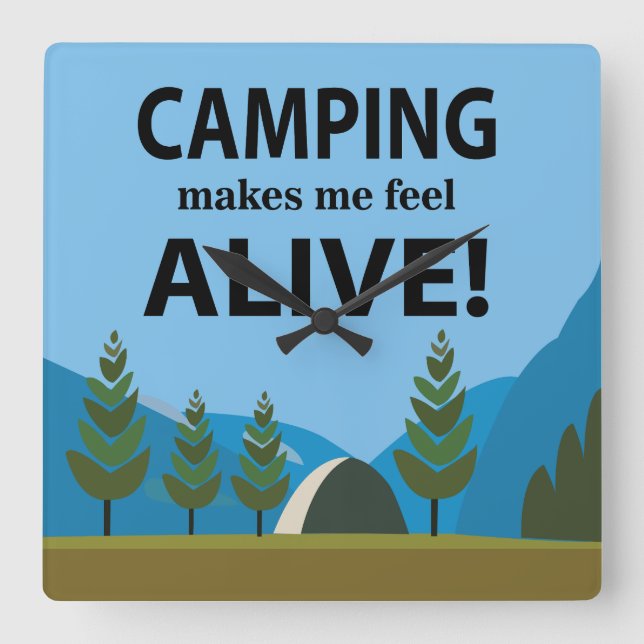 Reloj Cuadrado Camping Me Hace Sentir Vivo Camping (Anverso)