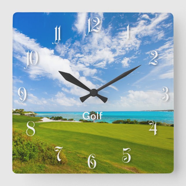 Reloj Cuadrado Campo de golf (Anverso)