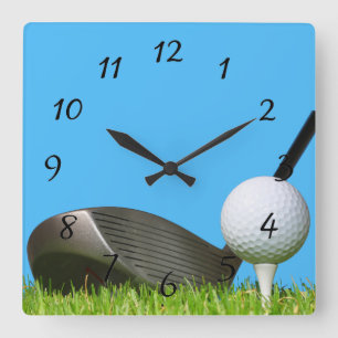 Reloj Cuadrado Campo de golf y fondo de balón