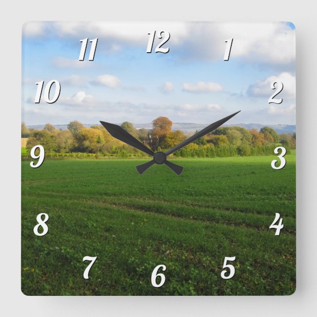Reloj Cuadrado Campo de otoño inglés - Personalizado (Anverso)