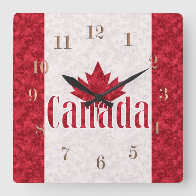 Reloj Cuadrado Canadá, bandera (Anverso)
