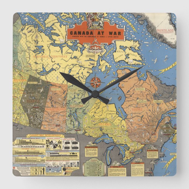 Reloj Cuadrado Canadá en la guerra (Anverso)
