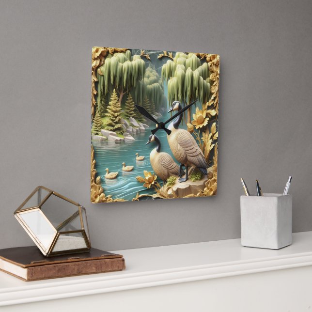 Reloj Cuadrado Canadá: Geeses en medio de los llorones (Oficina)