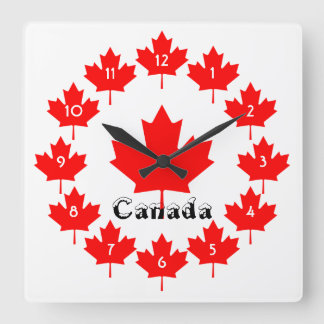 Reloj Cuadrado Canadá Red Maple Leaf Pattern w Snow Fun canadiens