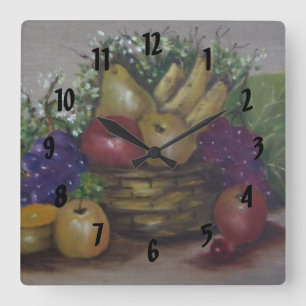 Reloj Cuadrado canasta de frutas