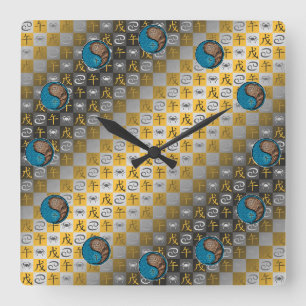 Reloj Cuadrado Cáncer & Caballo de Tierra