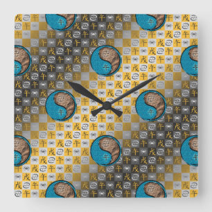 Reloj Cuadrado Cáncer & Caballo de Tierra