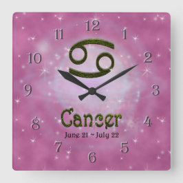 Reloj Cuadrado Cáncer de color escogido Rótulo astrológico zodiac