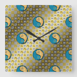 Reloj Cuadrado Cáncer & Dragón de Fuego