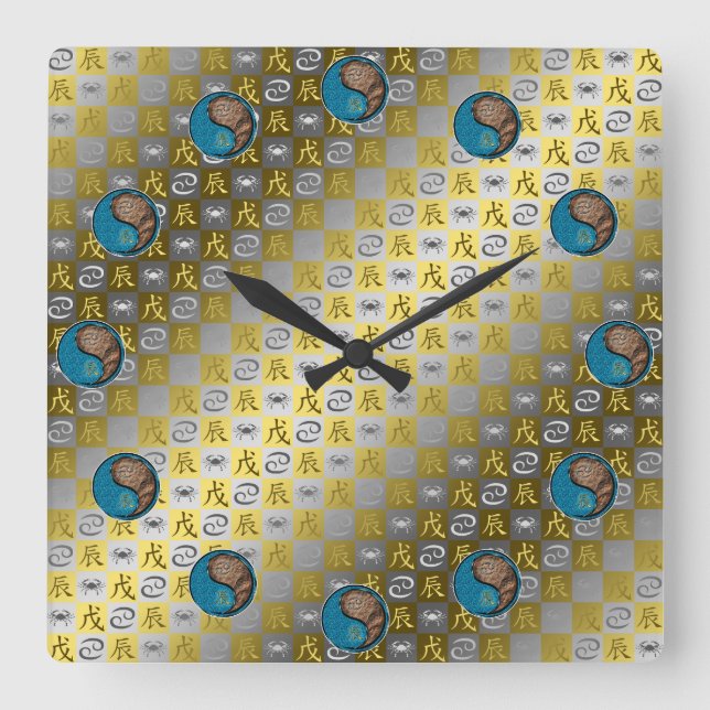 Reloj Cuadrado Cancer & Earth Dragon (Anverso)