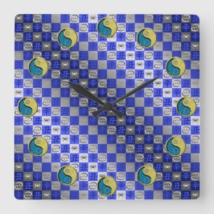 Reloj Cuadrado Cáncer y Buey de Metal