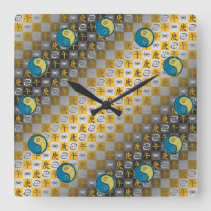 Reloj Cuadrado Cáncer y Caballo de Metal