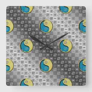 Reloj Cuadrado Cáncer y Conejo de Metal