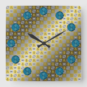 Reloj Cuadrado Cáncer y Dragón de Agua