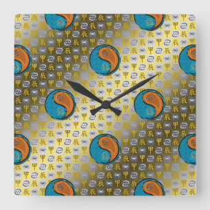 Reloj Cuadrado Cáncer y Dragón de Madera