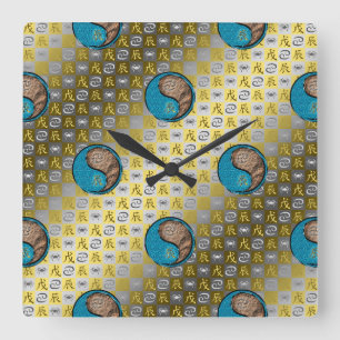 Reloj Cuadrado Cáncer y Dragón de Tierra