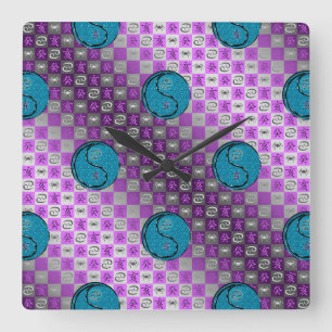 Reloj Cuadrado Cáncer y Jabalí de Agua