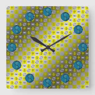 Reloj Cuadrado Cáncer y Mono de Agua